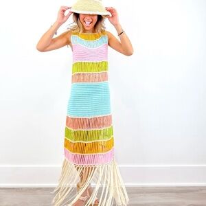 Colorful Fringe Maxi Dress